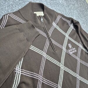 The Old Course St. Andrews Merino Wool Sweater Mens Large Argyle 1/4 Zip Golf